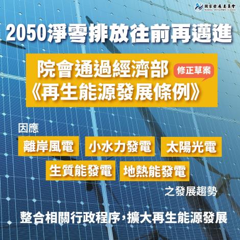 1111208行政院會通過「再生能源發展條例」修正草案推動再生能源再邁進