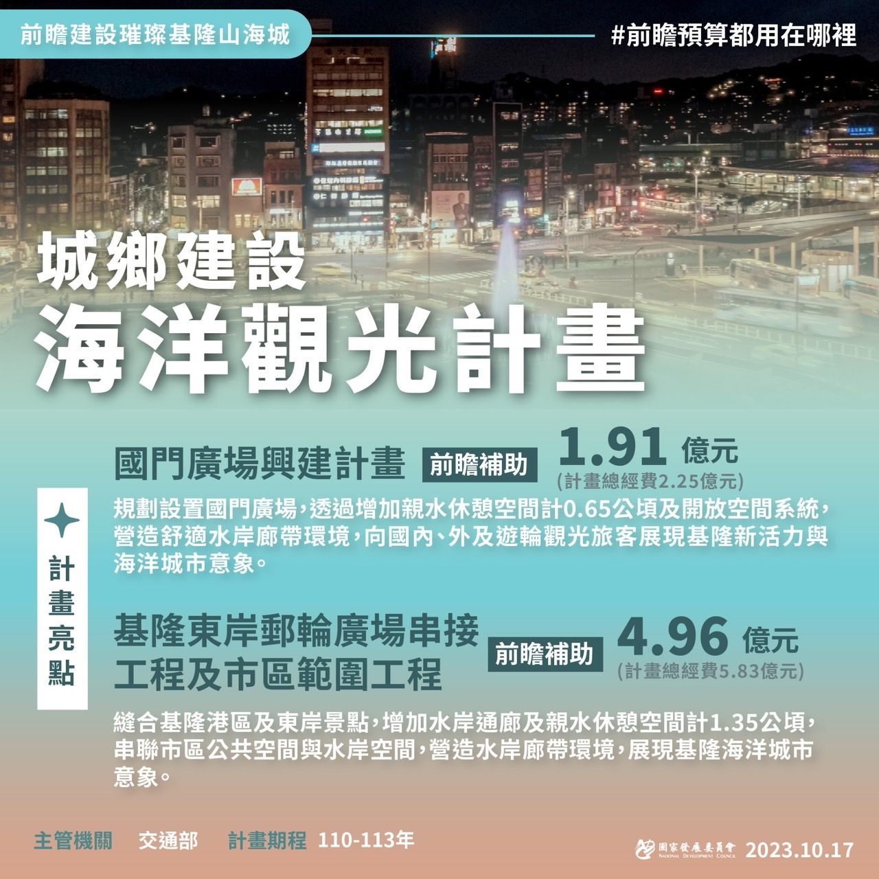 【前瞻建設璀璨基隆山海城】