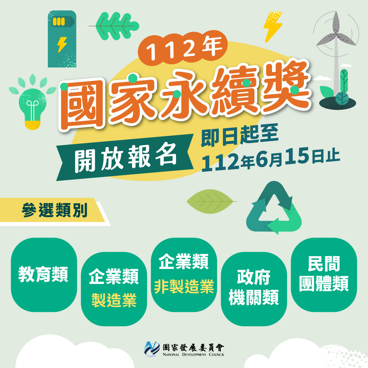【112年國家永續發展獎】開放報名